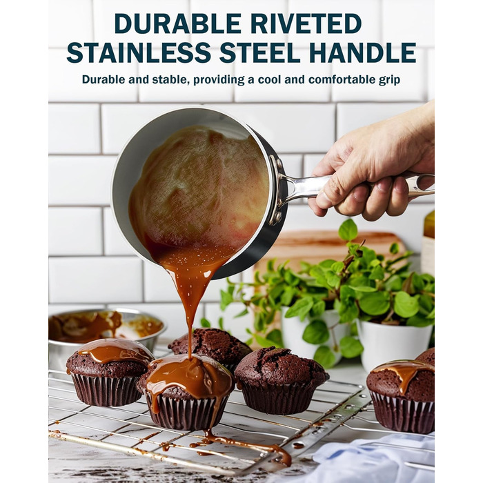 Набір посуду Cook N Home: 10 предметів, антипригарне покриття, кераміка, індукція, блакитний