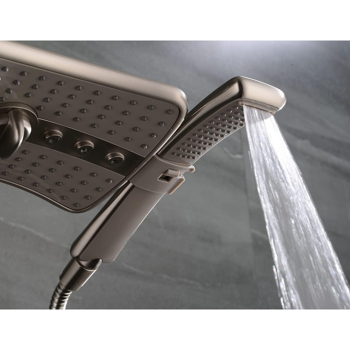 BRIGHT SHOWERS Dual Shower Head Combo Set, Handheld Shower Head, Rainfall Shower Head, Combo with Black Face, 152.4 cm (60 inch) Stainless Steel Shower Hose, (2.5 Gallon Per Minute, Brushed Nickel)
