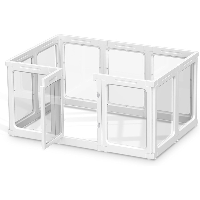 Акриловий вольєр для цуценят, 60 см, прозорий загородження для собак, портативний вольєр для цуценят та собак середніх розмірів, для використання в приміщенні та на вулиці, 10 панелей, білий