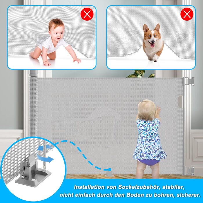 Захист для воріт NAIZY Rollo 0-300см: сітка для дитячих воріт, захист від собак, ролетний тип, сірий, 300см