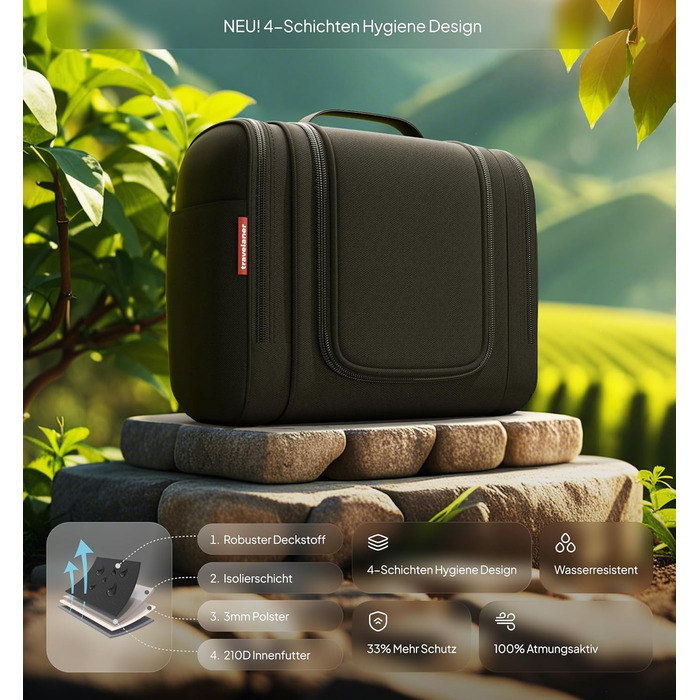 Чоловіча/Жіноча/Дитяча дорожня косметичка-органайзер Travelaner 7л, 3-в-1, чорна, водонепроникна