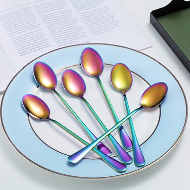 Набір ложок для коктейлів та напоїв Kyraton, 6 шт., нержавіюча сталь з чорним титановим покриттям