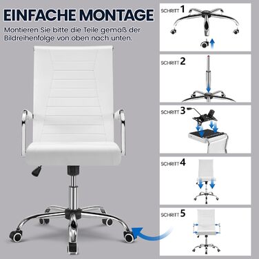 Офісне крісло Yaheetech з підлокітниками, офісний комп'ютерний крісло для начальника, стілець для роботи з високою спинкою, білий, до 136 кг