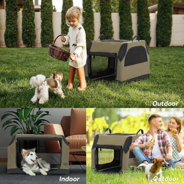 PETSFIT Клітка для собак, переноска для автомобіля, розкладна, зелений армійський колір (S)