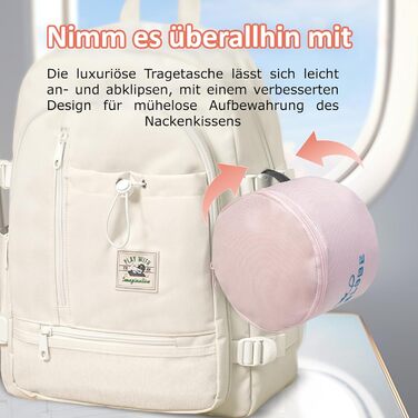 Подушка для шиї Proglobe, 100% Memory Foam, ортопедична, для подорожей (літак, авто, поїзд), з маскою для сну, сітчаста сумка (рожевий)