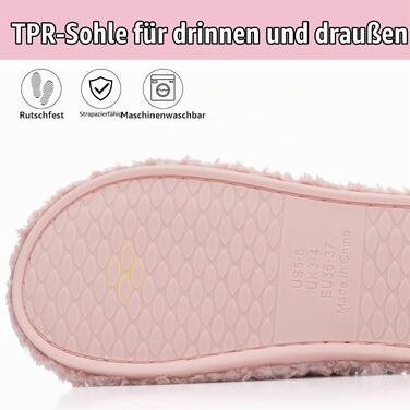 Жіночі домашні капці GOEWY з ефектом пам'яті (Memory Foam) — м'які пухнасті тапочки з відкритою п'ятою та протиковзаючою підошвою, рожеві, розмір 42/43 EU