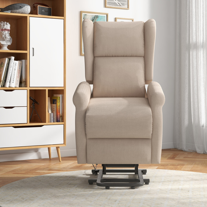 HOMCOM Electric Reclining Chair with Lie-Flat Function, Senior Recliner with Lift Assist, Up to 200kg, 72.5x94x109cm, Cream