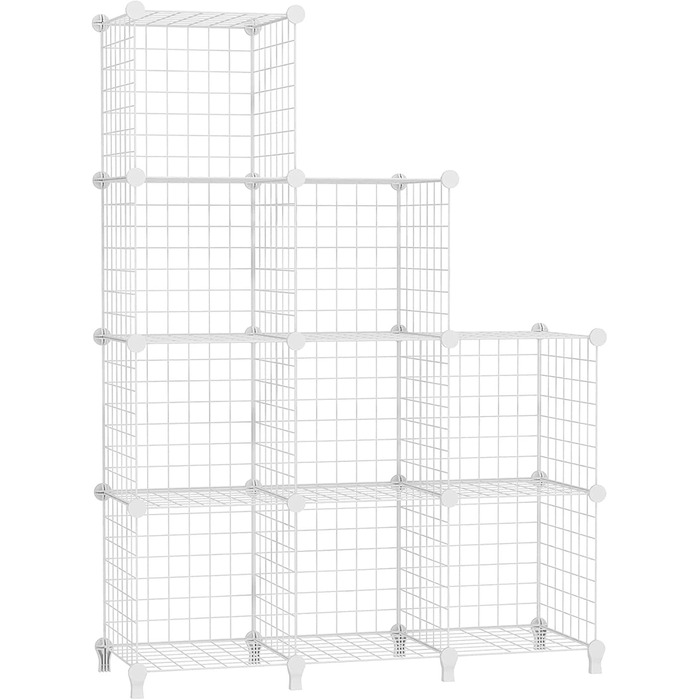 AWTATOS Regal 12 Regal Wire Cube Stackable Shelf Cube DIY Metal Grid Shelf Cube Bookshelf Cube Shelf With Doors For Living Room, Bedroom, Bathroom USCIH12BE (Medium, White)