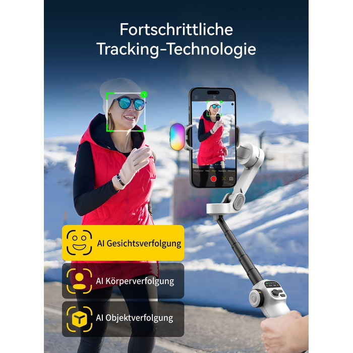 Стабілізатор для iPhone та Android від AOCHUAN: 3-осьовий гімбал з OLED-дисплеєм та подовжувачем 7,8 дюймів (Smart X2 Kit)