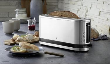WMF Kitchenminis Long Slot Toaster with Roll Attachment, 2 Slices, XXL, Bagel Function, 7 Browning Levels, 900W, Toaster Stainless Steel Matte