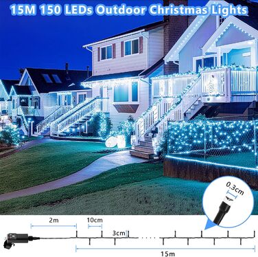 LED гірлянда на батарейках та USB, 10м, 100 LED, тепле біле світло, з таймером, вологостійка, для прикраси дому, вечірки, балкону, саду.