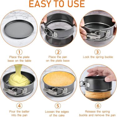 Набір форм для випічки 8 шт. 14 см, круглі міні-форми, антипригарні, знімний дно, для пирогів, кексів, піци, кішів