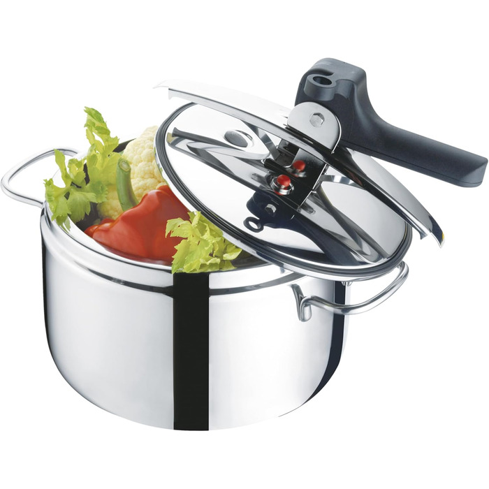 Barazzoni Pressure Cooker, Model, ø22cm, 5lt Capacity, Quick Cooker Model Basic, Ø 22 cm, 5 l Capacity, Induction, Made in Italy, Stainless Steel, Silver Single