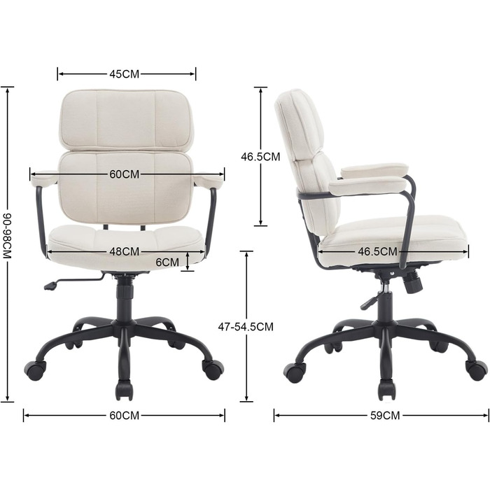 Крісло офісне, комп'ютерне, для дому, з регулюванням висоти, 360° обертання, з підлокітниками, з екошкіри, бежеве