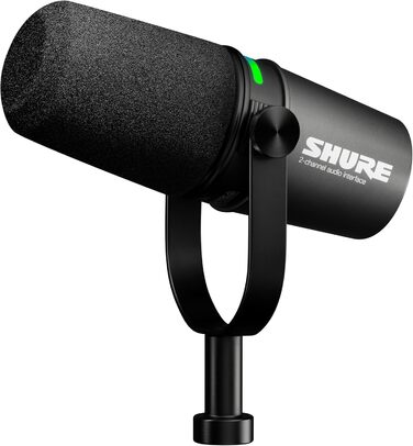 Мікрофон Shure MV7+ для подкастів, стрімінгу та запису – білий. USB/XLR, LED-сенсор, автоматичне регулювання рівня, цифровий поп-фільтр, ефекти реверберації.