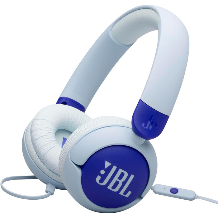 Навушники JBL Junior 320 для дітей з мікрофоном, кабель, блакитні, JBL Safe Sound, 12 мм, блакитний колір