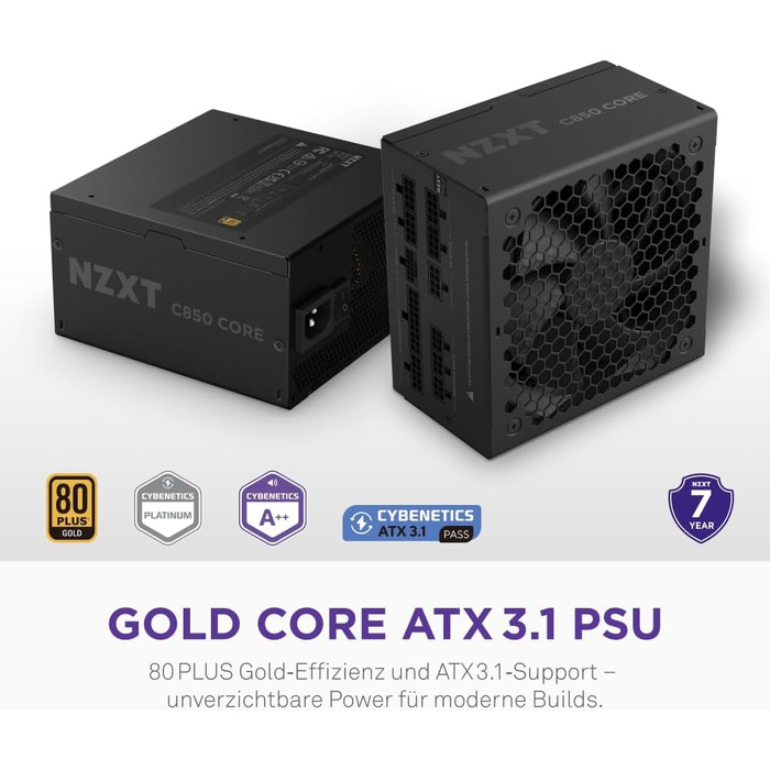 Блок живлення NZXT C850 Gold Core 850W ATX 3.1, 80+ Gold, чорний
