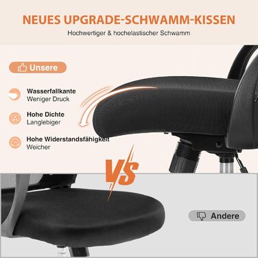 Ергономічне крісло Sweetcrispy для офісу та дому: регульована висота, підтримка попереку, підлокітники, чорний колір