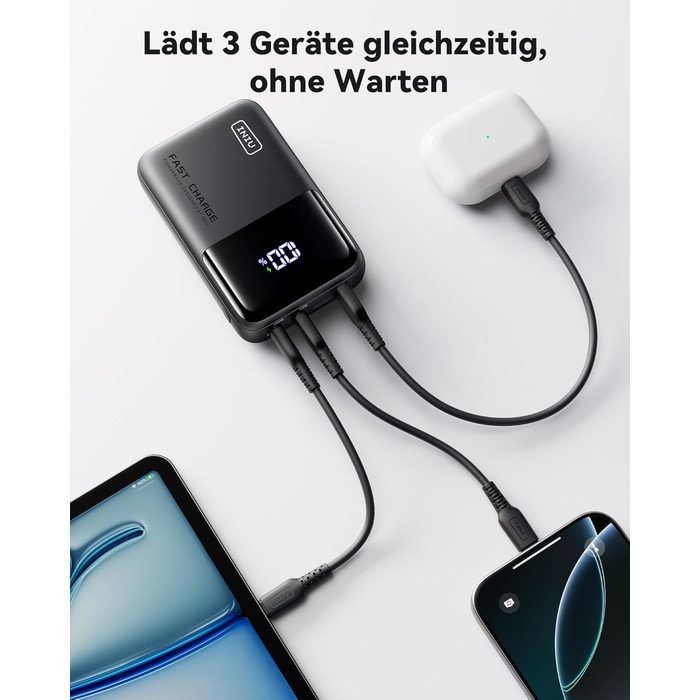 Power Bank INIU 100W 25000mAh USB-C: для ноутбуків, iPad, iPhone, DJI, камер | 25000 mAh