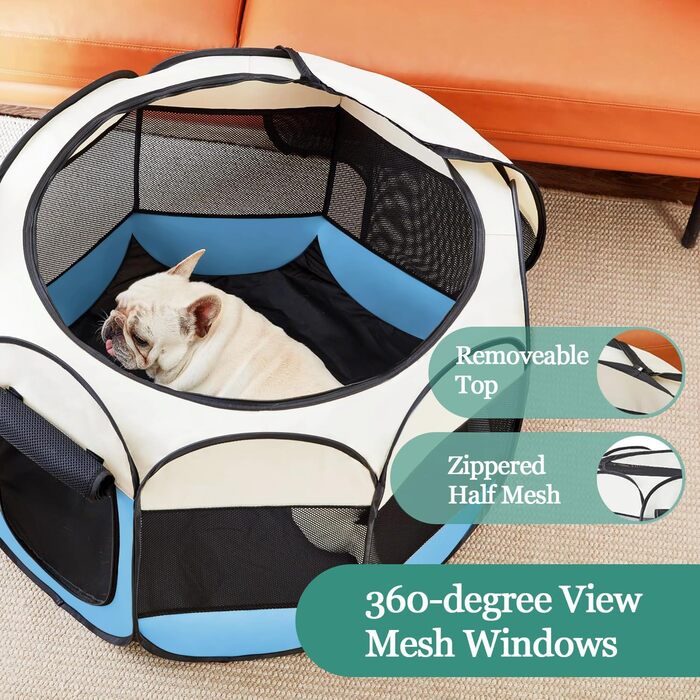 Клітка-загон для собак та котів, портативна, складна, для дому та вулиці, з дверцятами та блискавкою, Pop-Up, для кемпінгу