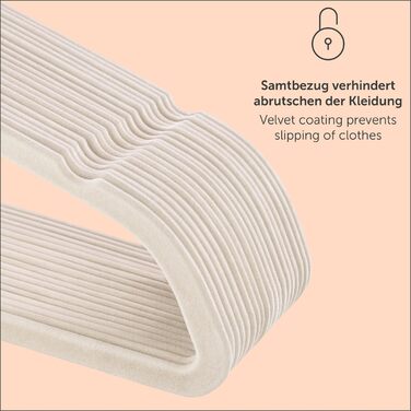 Blumtal Clothes Hangers, 50 Pieces - Velvet Clothes Hangers, 360° Rotatable and Load-Bearing - Space-Saving and Non-Slip Clothes Hangers - White Clothes Hangers with Velvet Covering - Velvet Hangers / Velvet Hangers - Shirt Hangers White
