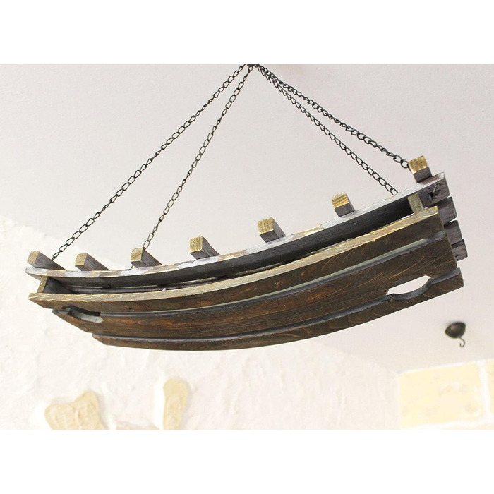 DanDiBo Wine Rack 5089 Ceiling Shelf made of Wood 65 cm Hanging Shelf Bottle Holder Bottle Shelf with Glass Holder Blanket