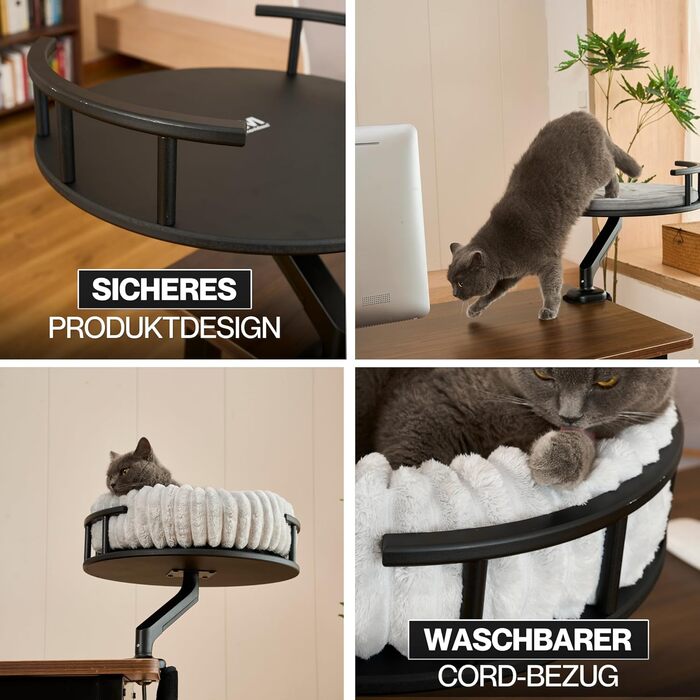 Килимок для котів LEVI | Платформа для котів | 2 ліжка | Для столу та підвіконня | Міцний, сучасний дизайн, сірий | Corduroy