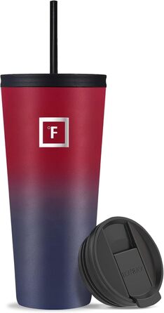 IRON °FLASK Classic Tumbler 2.0 - Stainless Steel Water Bottle with 2 Lids (Straw Flip), Vacuum Insulated, Double-Walled Travel Mug - 32 oz (Dark Rainbow)