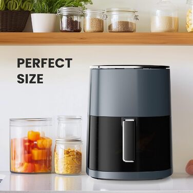 Повітряний фритюрник DUMOS 6 л з вікном, 12-в-1, для смаження, випікання, сушіння, приготування на пару, бежевий (сірий)