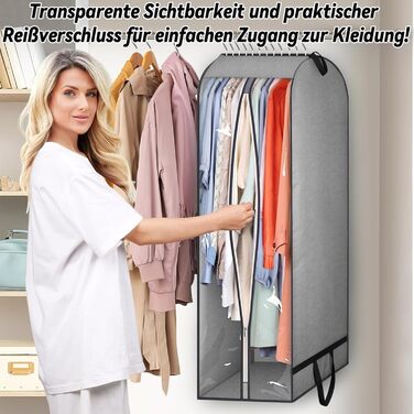 Чохли для одягу, 2 шт. - сірі, 110x60x25 см, з блискавкою. Захист від пилу та комах. Ідеально для зберігання та подорожей