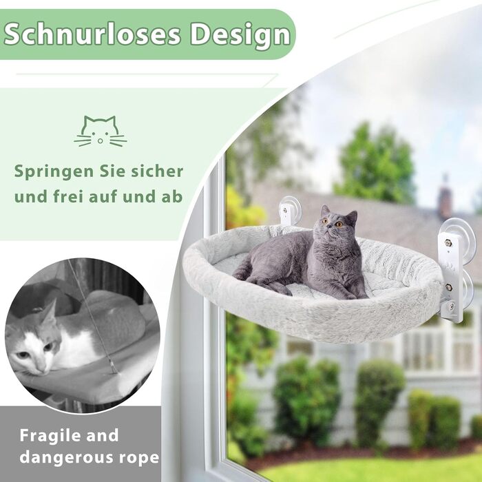 GUUSII Cat Window Perch - Cat Bed, Window Hammock, Cat Hammock, Cat Window Seat, Cat Window Lounger, Foldable Cat Window Bed, Cat Window Hammock Bed - Up to 18kg (Gray, M)