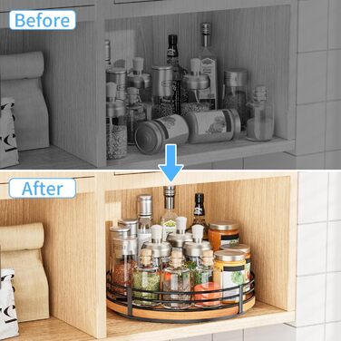 Wooden Lazy Susan Turntable Organizer, round, for cabinet, kitchen, countertop, pantry, dining table, bathroom, cafe, bar, spice storage, home decor