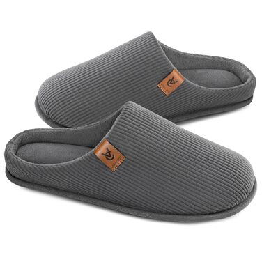 Чоловічі домашні капці VeraCosy з вельвету та ефектом пам'яті (Memory Foam), сірі, розмір 44/45 EU
