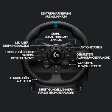 Руль Logitech G923 TRUEFORCE з педалями для PS5, PS4, PC, Mac - Чорний