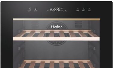 Haier 34 Bottle Wine Refrigerator - 2 Zone Wine Cooler with UV Glass Door, Wi-Fi & Touch Display, Vibration-Free Storage
