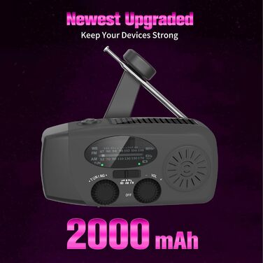 Радіо на сонячній батареї з ручним приводом, USB-зарядкою, NOAA, AM/FM, динамо-ліхтарик, SOS-сигналом, для дому та кемпінгу, портативне та перезаряджуване, широка діапазон прийому