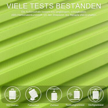 Чемодан ручної поклажі TANTOI: жорсткий корпус, телескопічна ручка, кодовий замок, зелений (M)