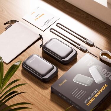 Електричні грілки для рук OCOOPA 2 шт. 5000mAh - компактні, водонепроникні, швидкий нагрів, USB, для активного відпочинку взимку, чорний UT4