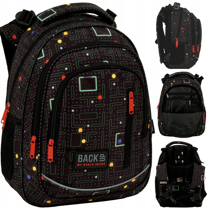 Багатовідсінковий шкільний рюкзак Back Up, чорний, 24 л