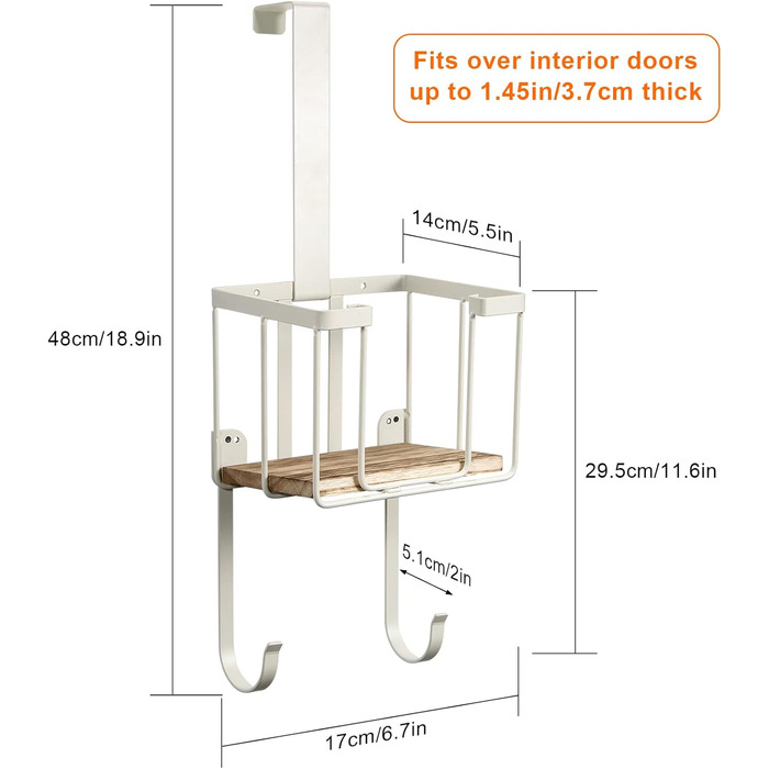 Настінна підставка для прасувальної дошки з великим кошиком MOREE – для прасувального столу та праски, біла