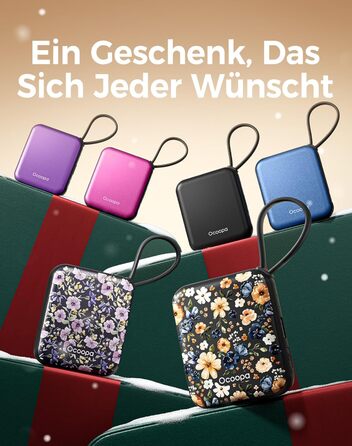 Електричні грілки для рук Ocoopa 2 шт. з акумулятором 4000mAh, USB, 3 режими нагріву до 52°C, для жінок, зимові подарунки, для катання на лижах, подорожей та активного відпочинку, UT5 Nano Wiesengeflüster (Ocoopa x Künstleredition)