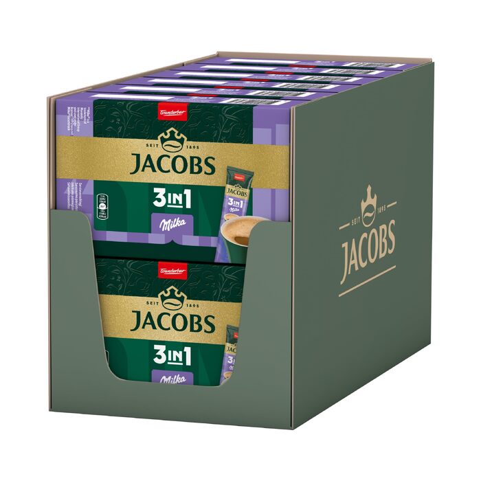 Кава розчинна Jacobs 3в1 зі сливками та цукром, стіки (12х10 шт), 120 порцій, 1.49 кг