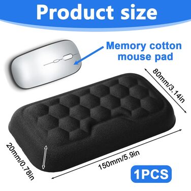 Підставка для зап'ястя QEQAR ергономічна, з memory foam, для офісу, чорна | Зменшує навантаження на руку та лікоть