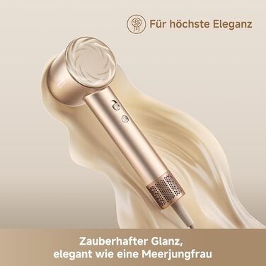 Фен DREAME Hair: Швидке сушіння, 110 000 обертів/хв, іонізація, регулювання температури та потужності, насадки, тиха робота, білий (золотий, Glory Mix)