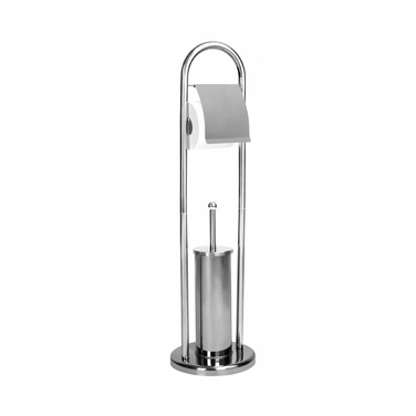 Щітка для унітаза Rodeno, металева, сіра глянцева, з тримачем для паперу