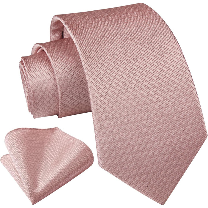Краватка та нагрудна хустинка Enlision: класичний комплект для весілля та ділових зустрічей (рожевий)
