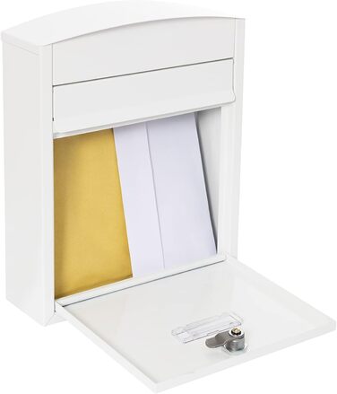 Поштовий ящик ARREGUI Compact E5731 сталевий, білий (S, DIN A5), настінний, водонепроникний, з табличкою для імені, 2 ключі, легкий монтаж