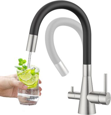 Кухонний змішувач Dayone з висувним виливом, нержавіюча сталь SUS304, високий тиск, 360° обертання, 2 функції, для кухні