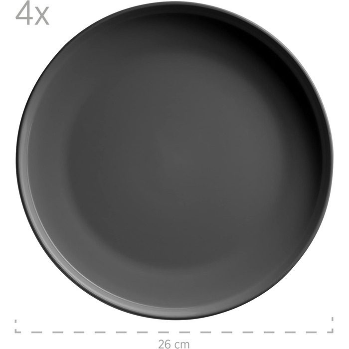 MÄSER Serie Alenia, Dinnerware Set for 4 people in modern Scandinavian design, 16-piece combination service made of ceramic in gray stoneware.