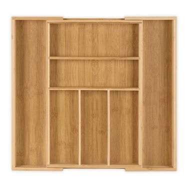Relaxdays Bamboo Cutlery Box, Extendable M